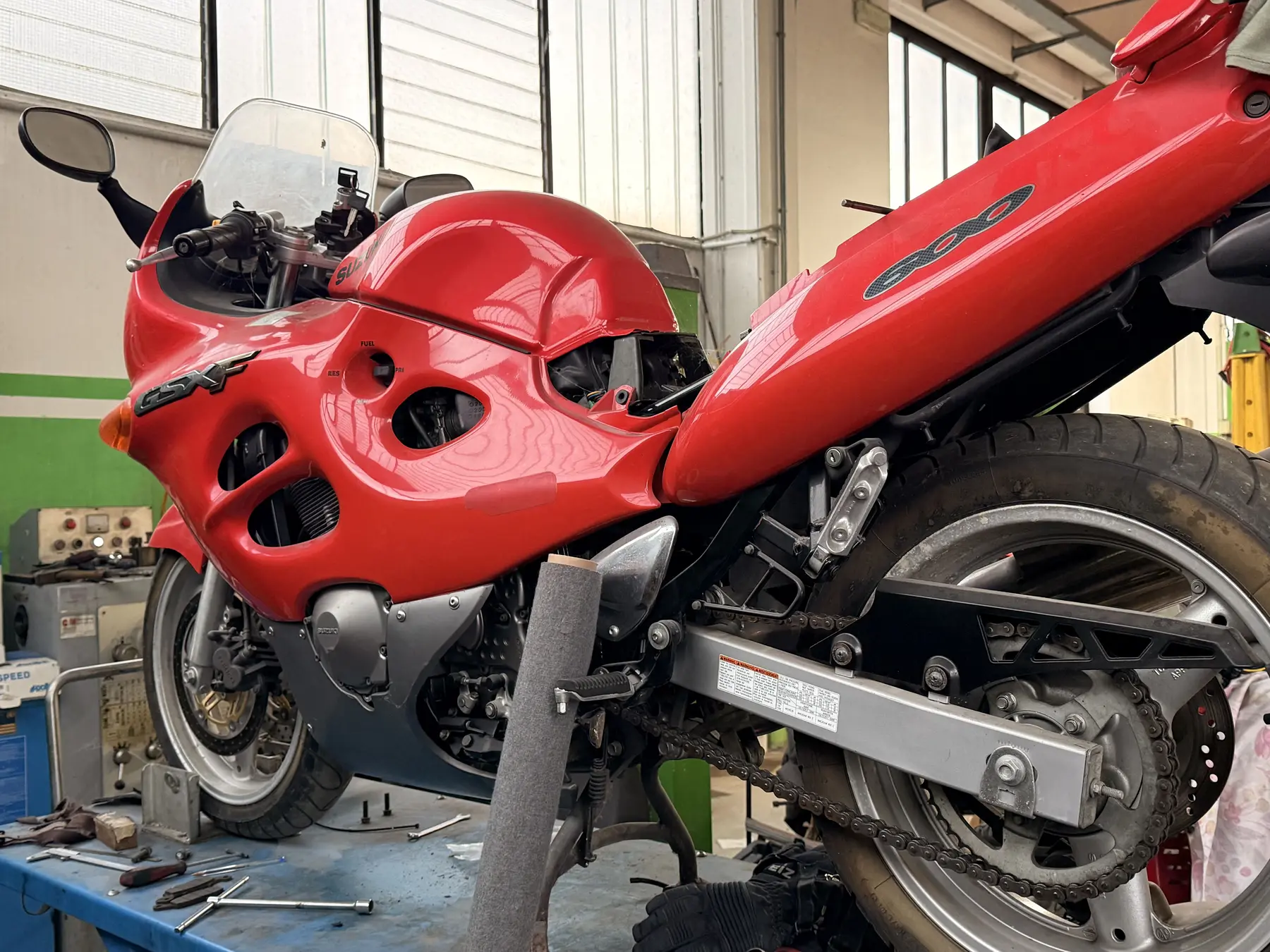 Motociclo in officina